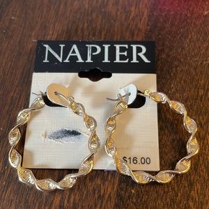 3/$30 Napier Gold Twist Hoop Earrings